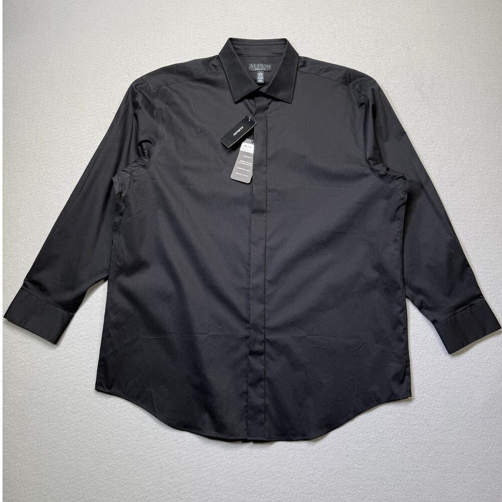 Alfani Men's Reg fit Formal Convertible Cuff Dress Shirt black 16-16.5 32-33 $65